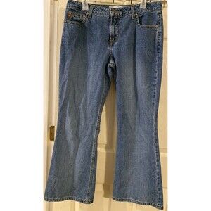 VTG Y2K 90s Arizona Jeans Juniors 11 Short Blue Flare Denim Pants Fit 31.5x28.5